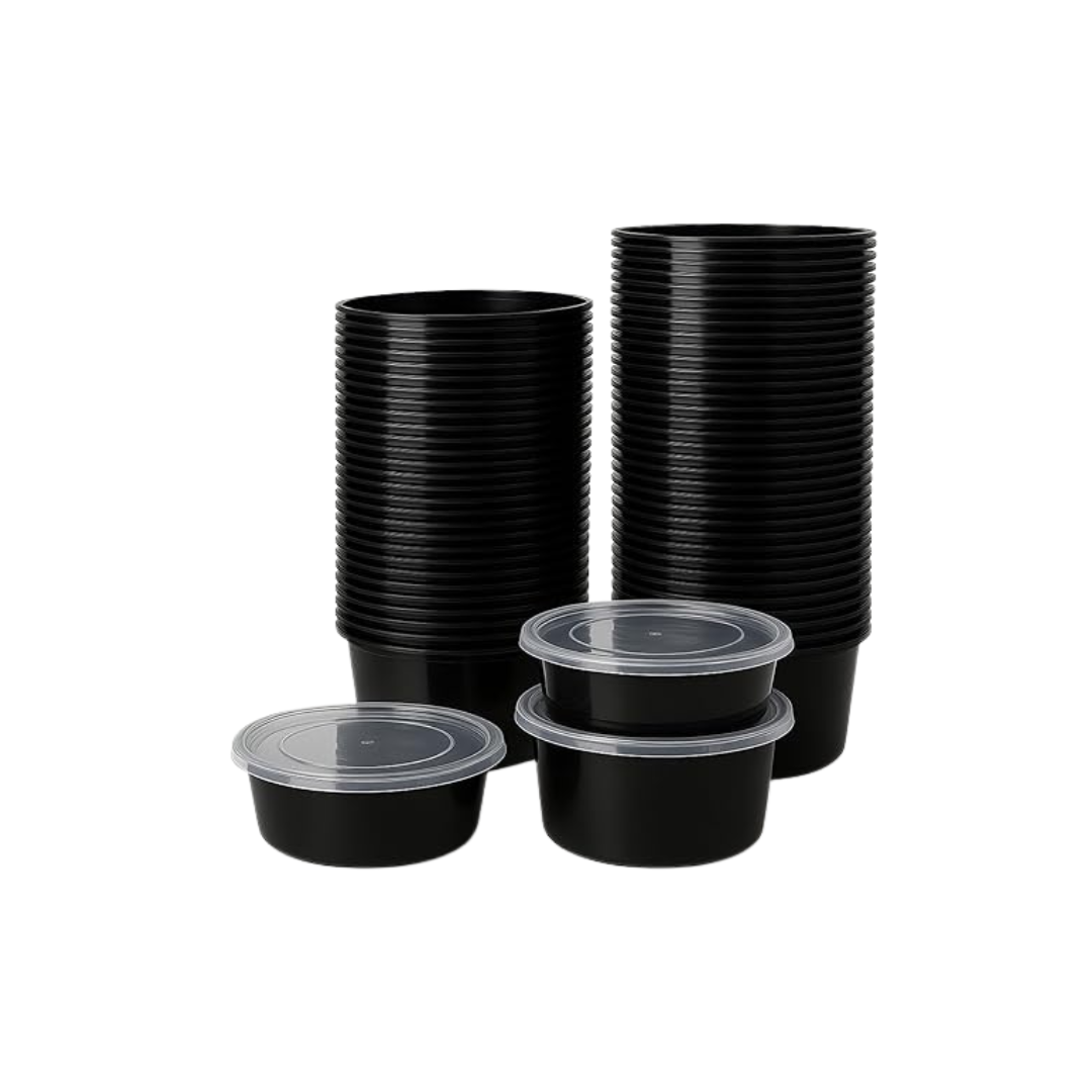 250 ml Black Plastic Food Storage Containers - Cliqbasket
