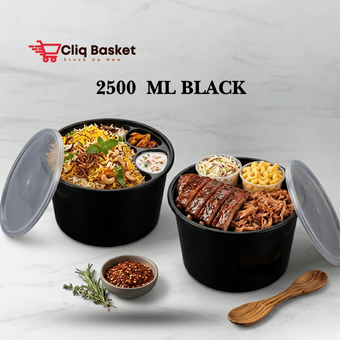 plastic Round black food container-Lifestyle