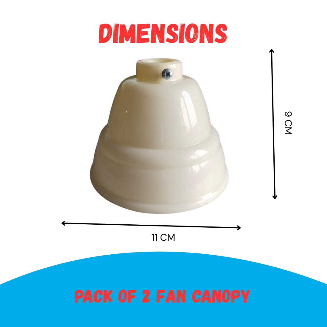 CliqBasket Ivory Ceiling Fan Canopy Cover – Small Size Fan Wiring Cover (Pack of 2)