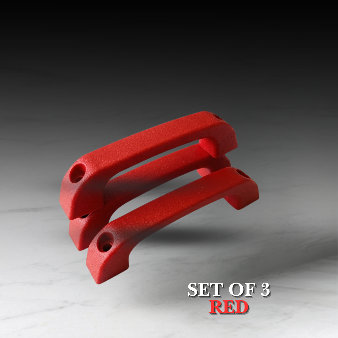 Red Plastic Car Door Handle Set of 3