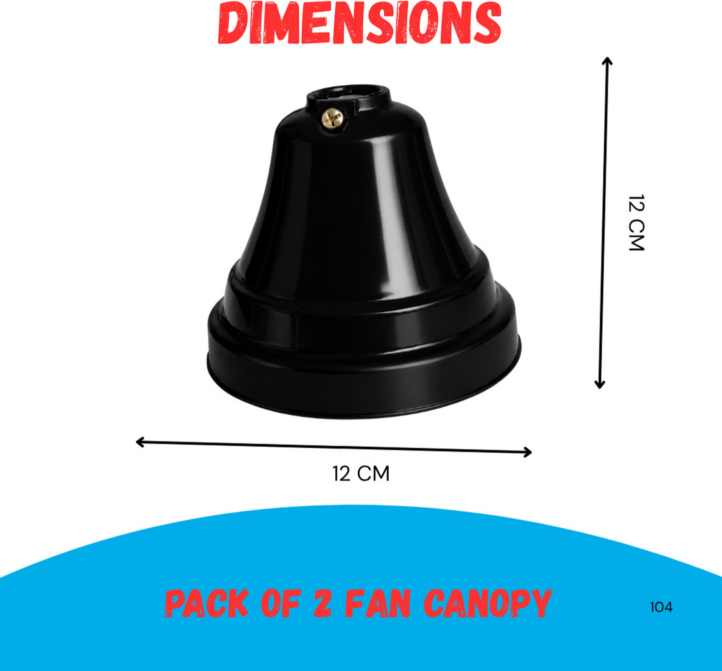 Glossy Black Ceiling Fan Canopy - pack of 2