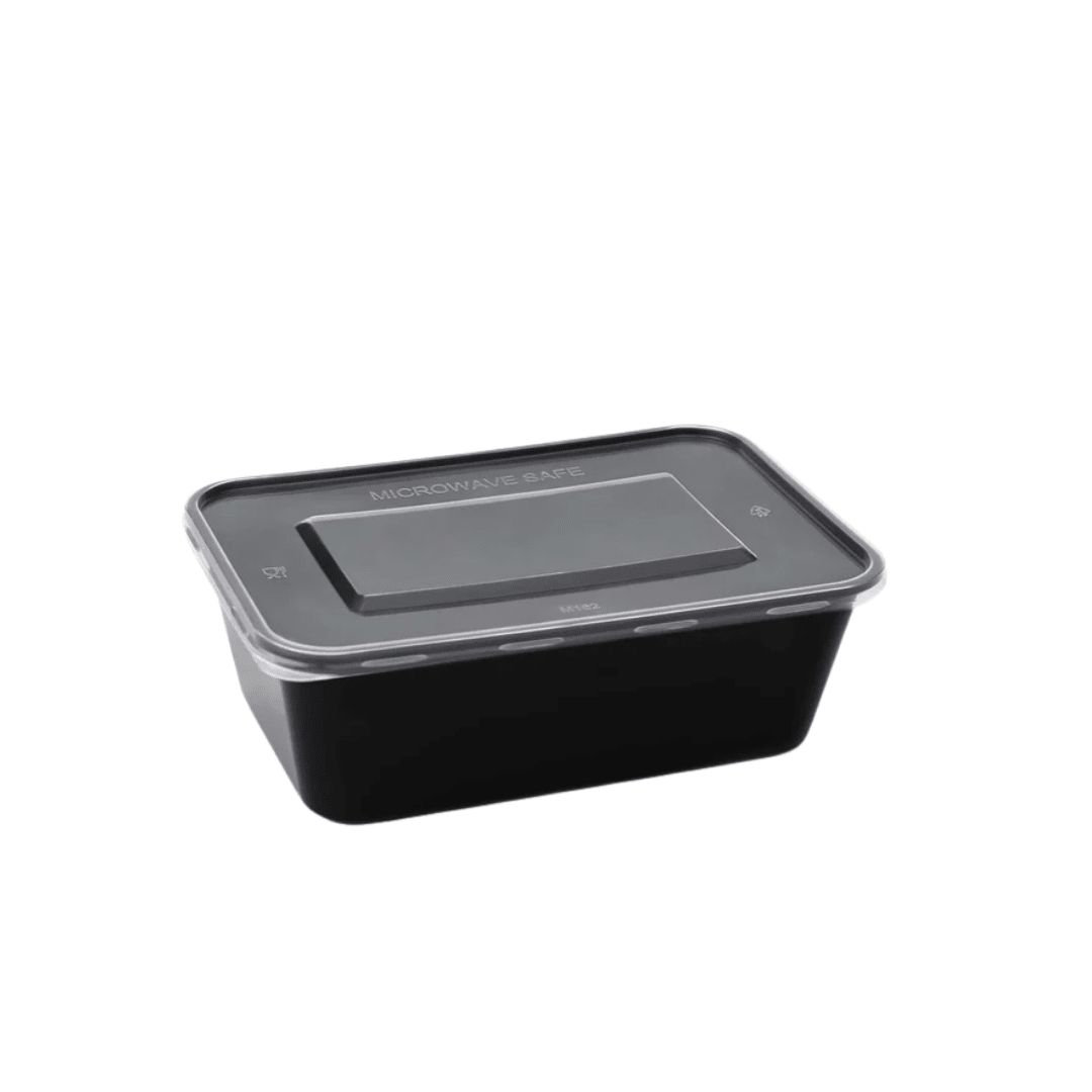 black plastic meal prep container 650 ml pack of 25