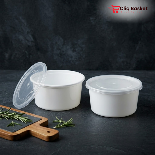 1000 ml White Round plastic food Container