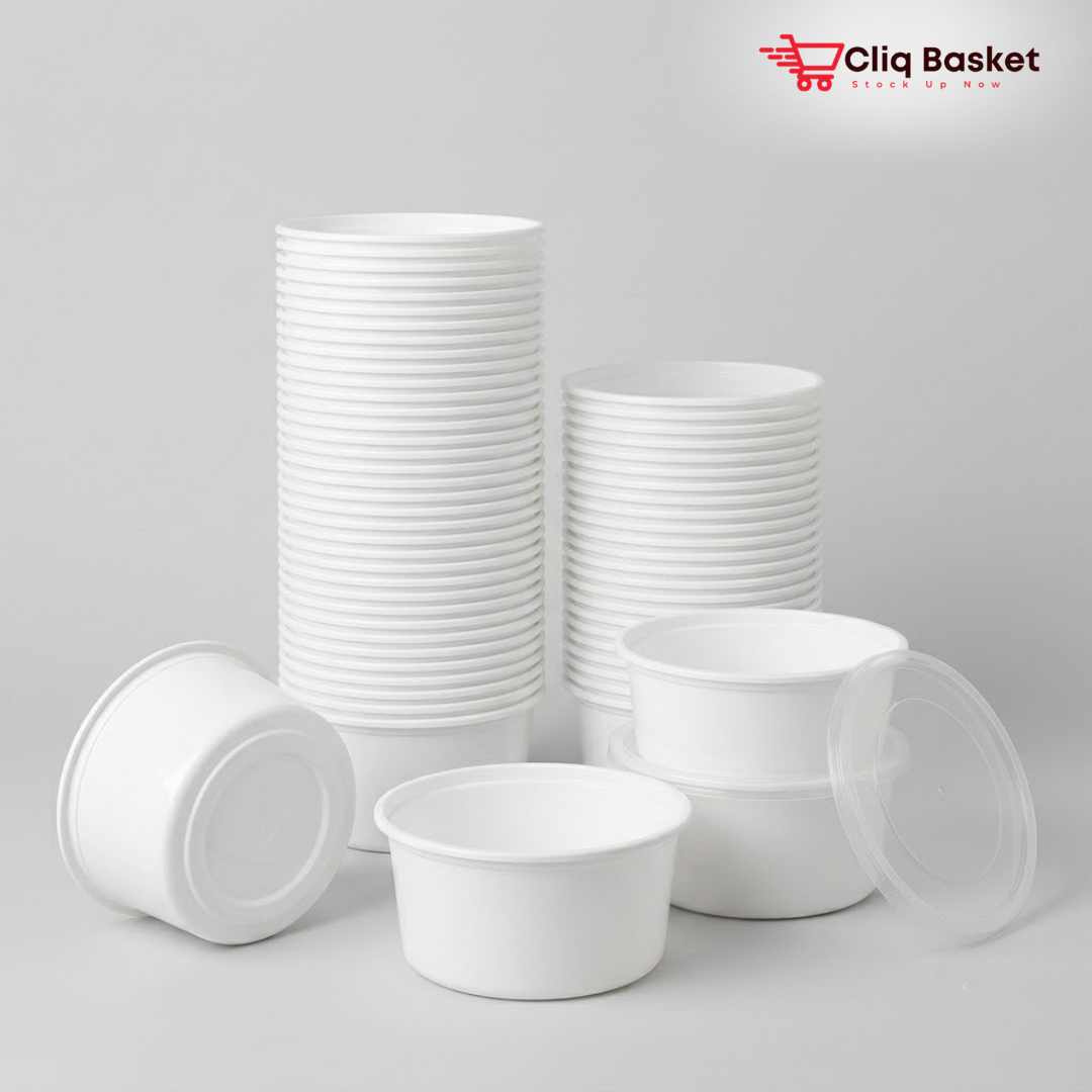 1000 ml White Round plastic food Container