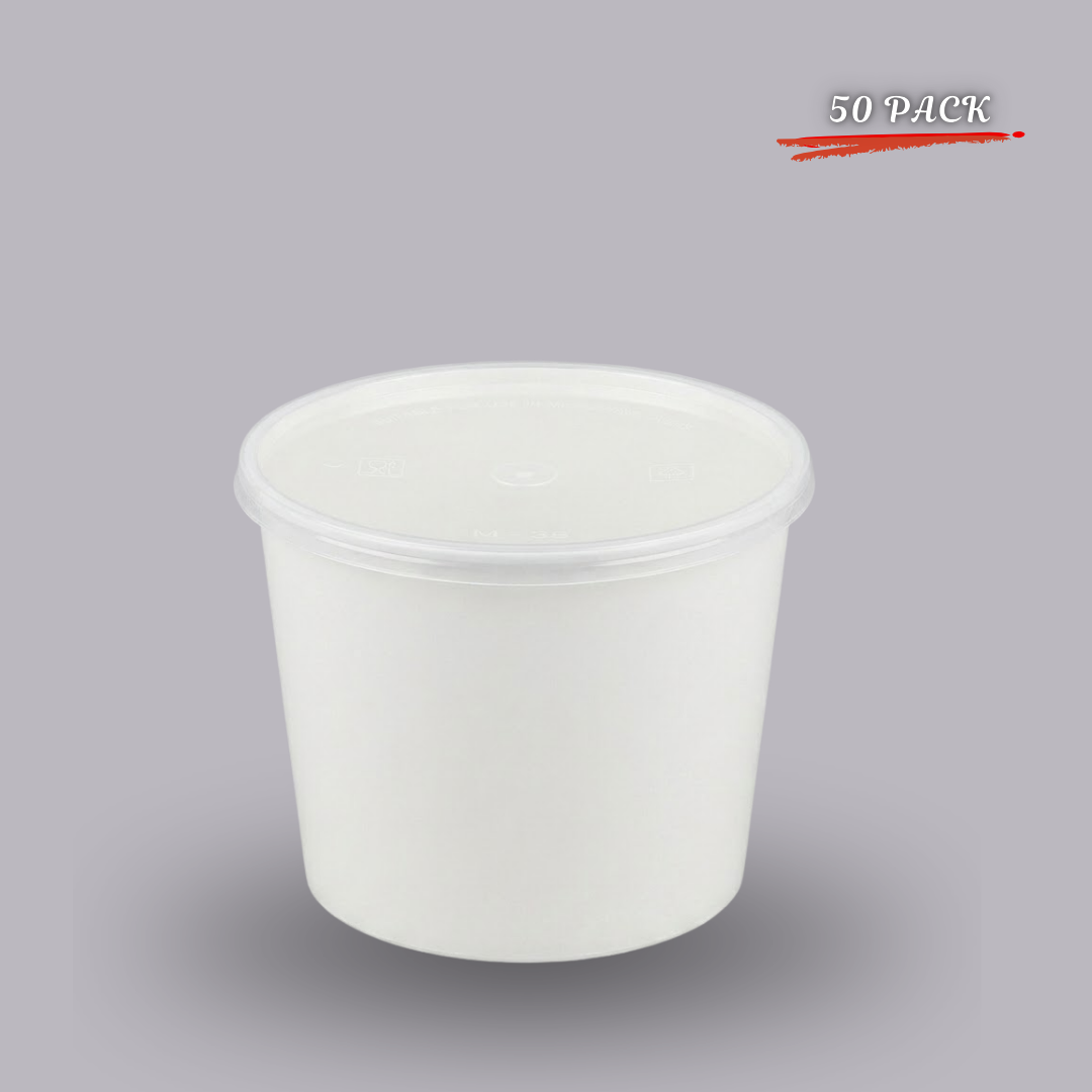 1000 ML White Food Containers with Lids – Reusable, 50-Pack