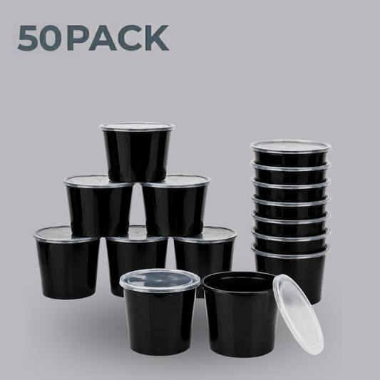 1000 ML White Food Containers with Lids – Reusable, 50-Pack