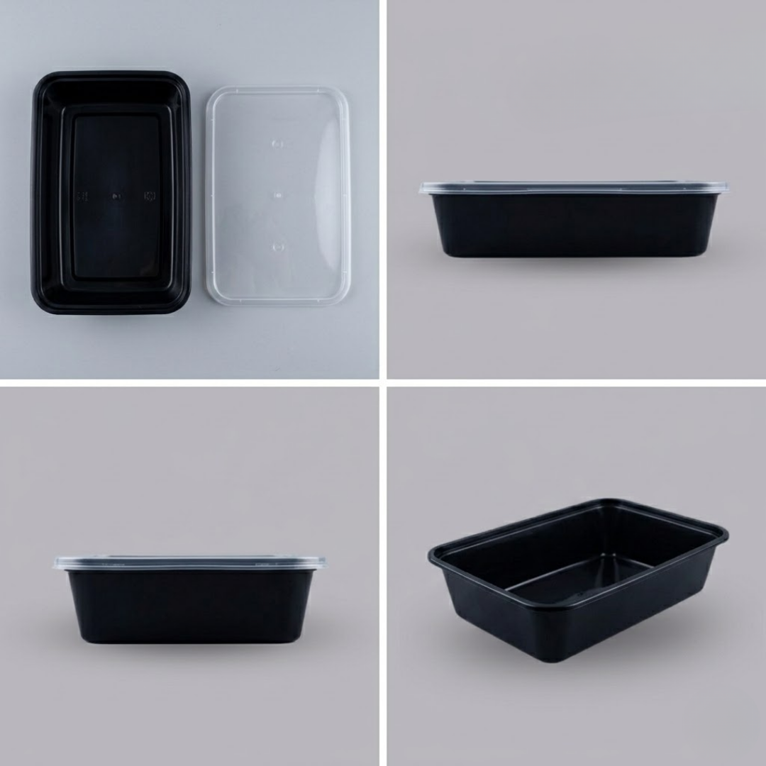 1000ml  Black Rectangle Container