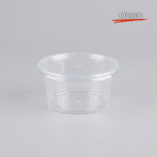 100 ML Plastic Food Storage Containers with Lids Round Reusable Containers – Transparent (Set of 10)