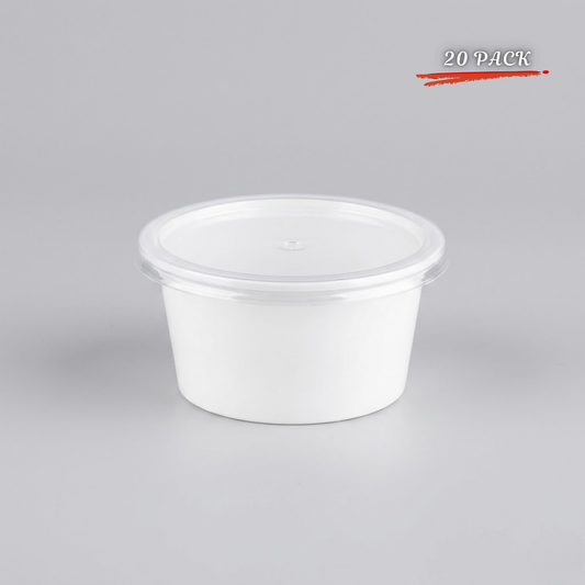 CliqBasket 20-Pack 100 ML White Plastic Food Storage Containers – Reusable & Round