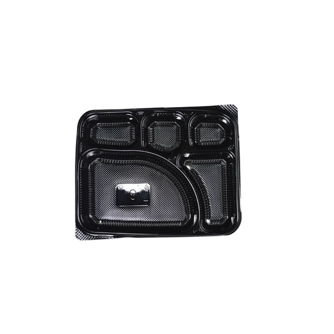 cliqbasket-5-compartment-plastic-meal-container-black