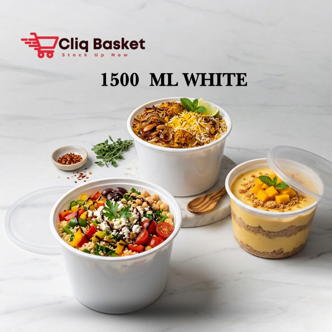 white plastic round Food container