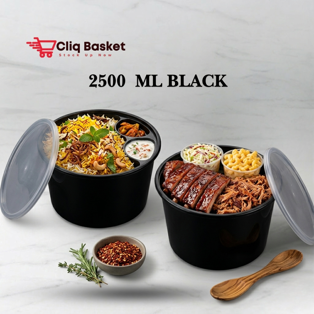 plastic Round black food container-Lifestyle 