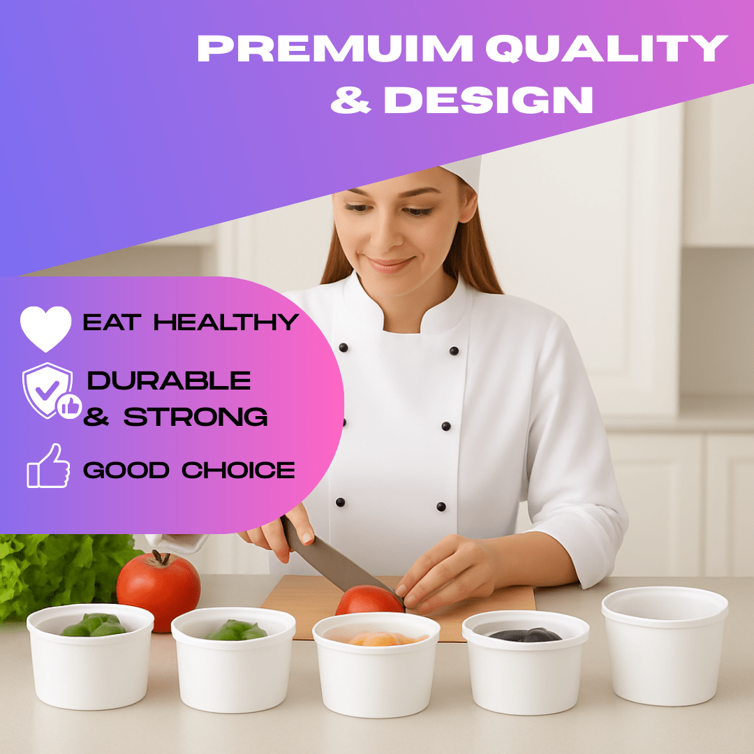 250 ML White Plastic Food Storage Containers set of 10