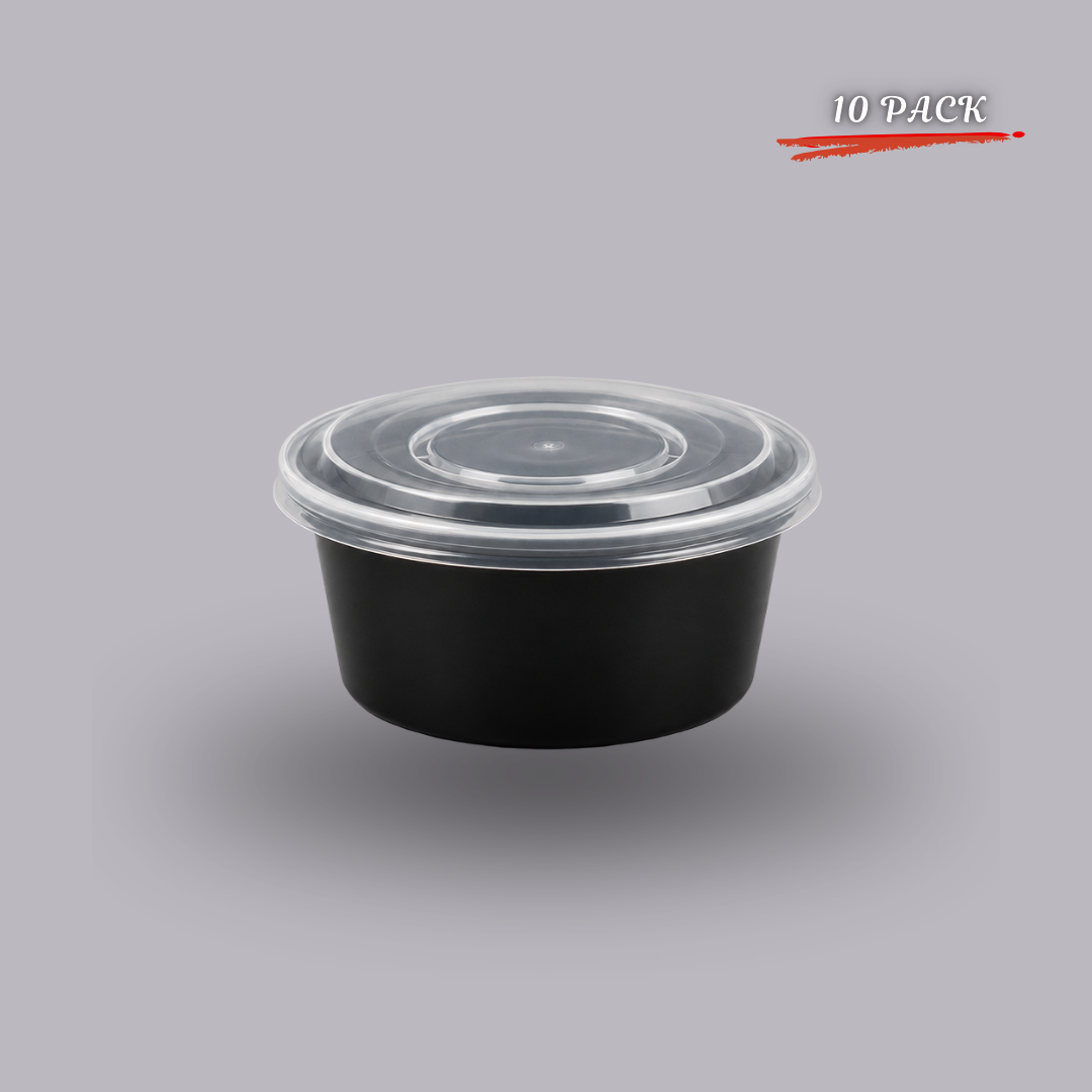 Food Container Round Black 250ml 25pc