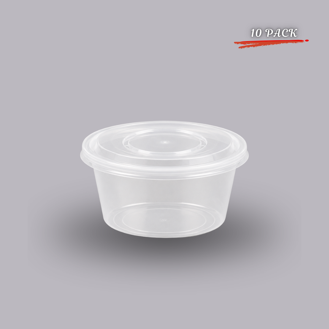 Food Container Round Black 250ml 25pc