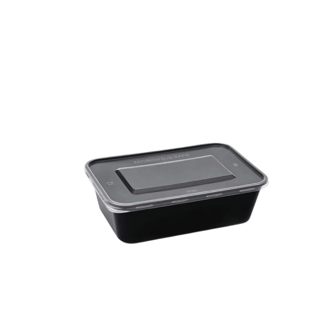 cliqbasket-500ml-rectangular-plastic-food-container-black pack of 25