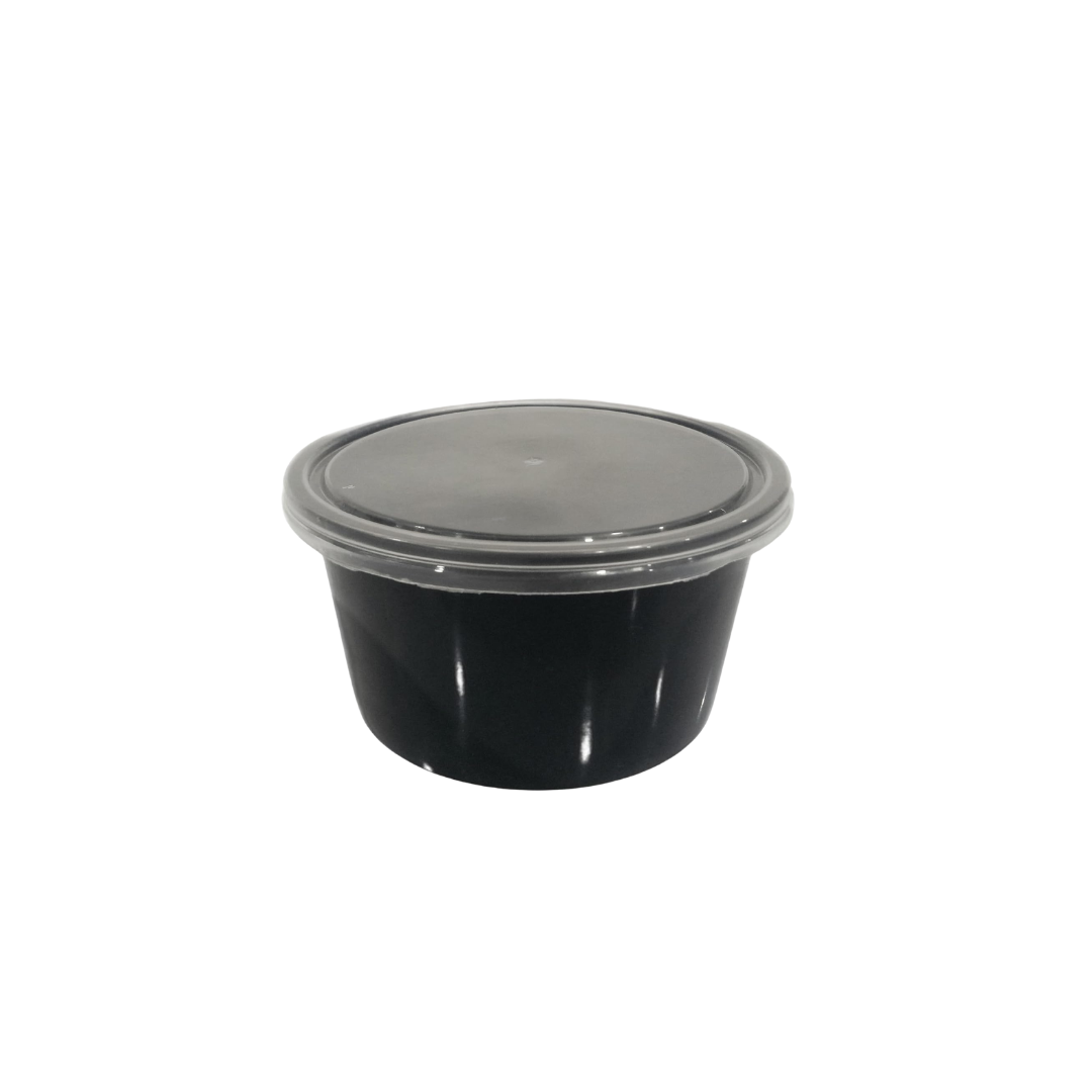 CliqBasket 250 ml Plastic Food Storage Containers with Lids | Round Reusable Containers Set of 10, Black