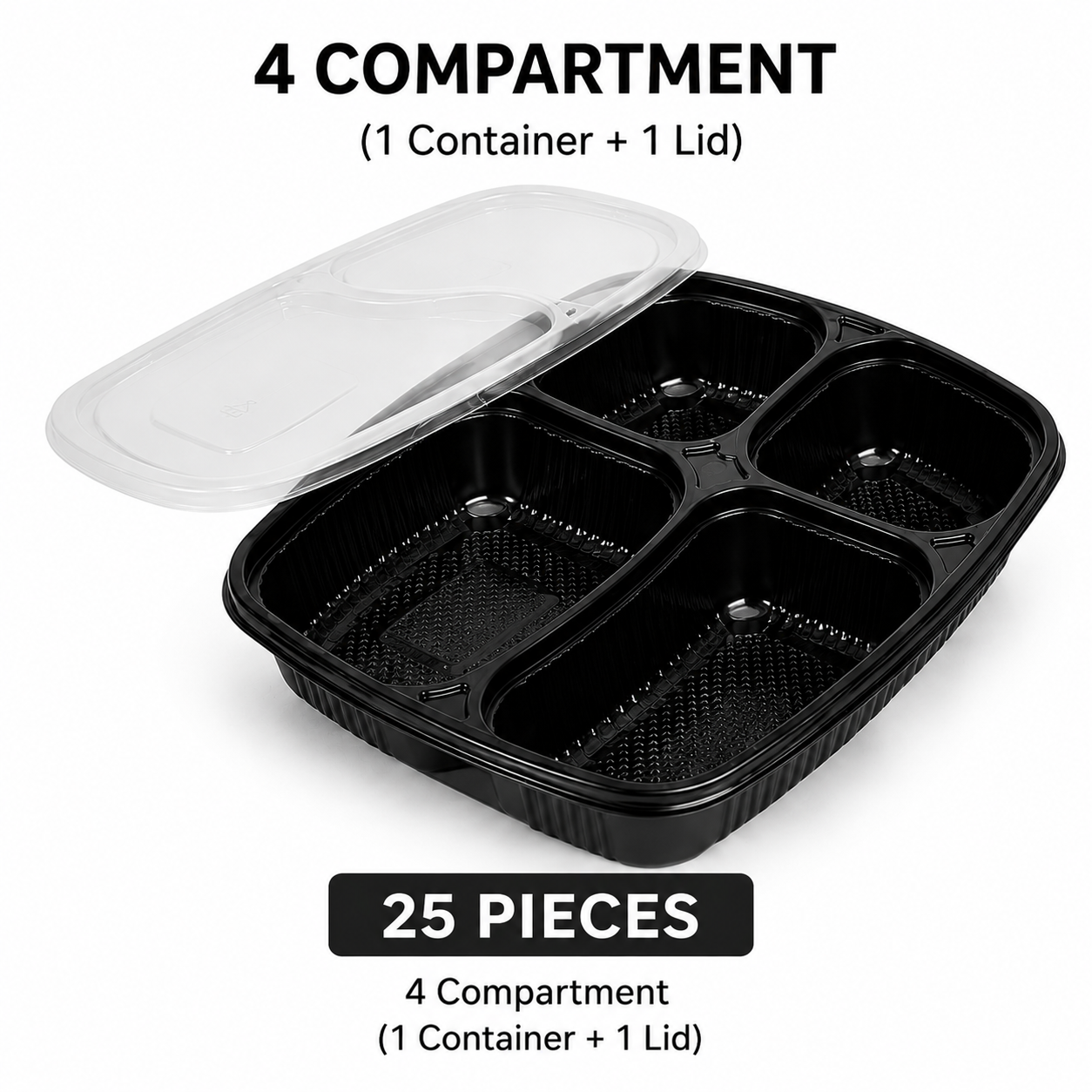 Tiffin & Cloud Kitchen Tray Combo – Meal Tray Combo Pack – 2, 3 & 4 Compartment Trays (75 Pieces) | CliqBasket