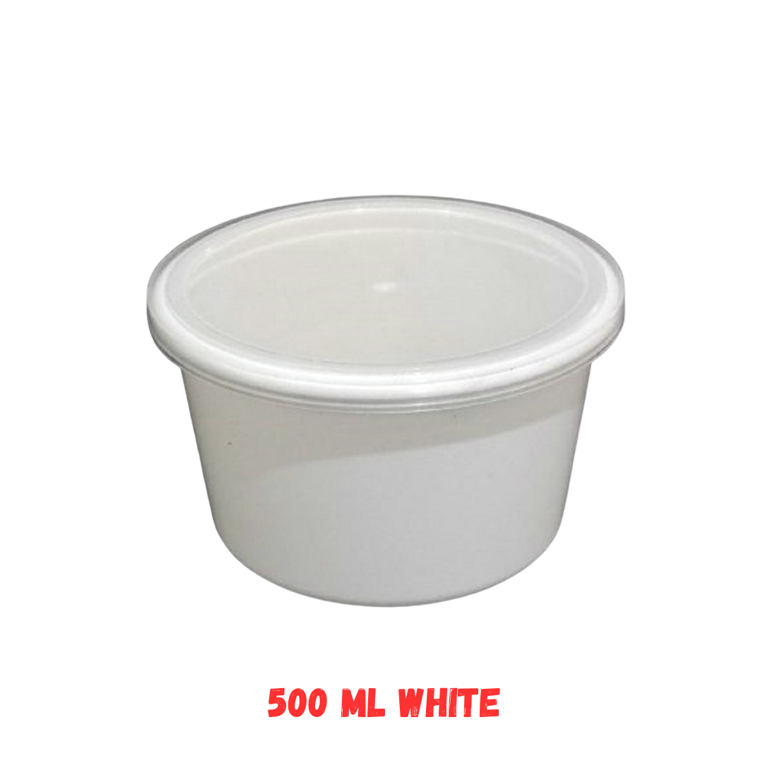 500ml Round Food Containers Mixed Color Pack of 30 – Black, White & Transparent CliqBasket