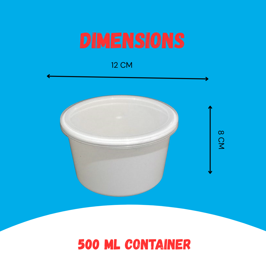 Disposable Plastic container– 500ml White Containers Set of 10 | CliqBasket