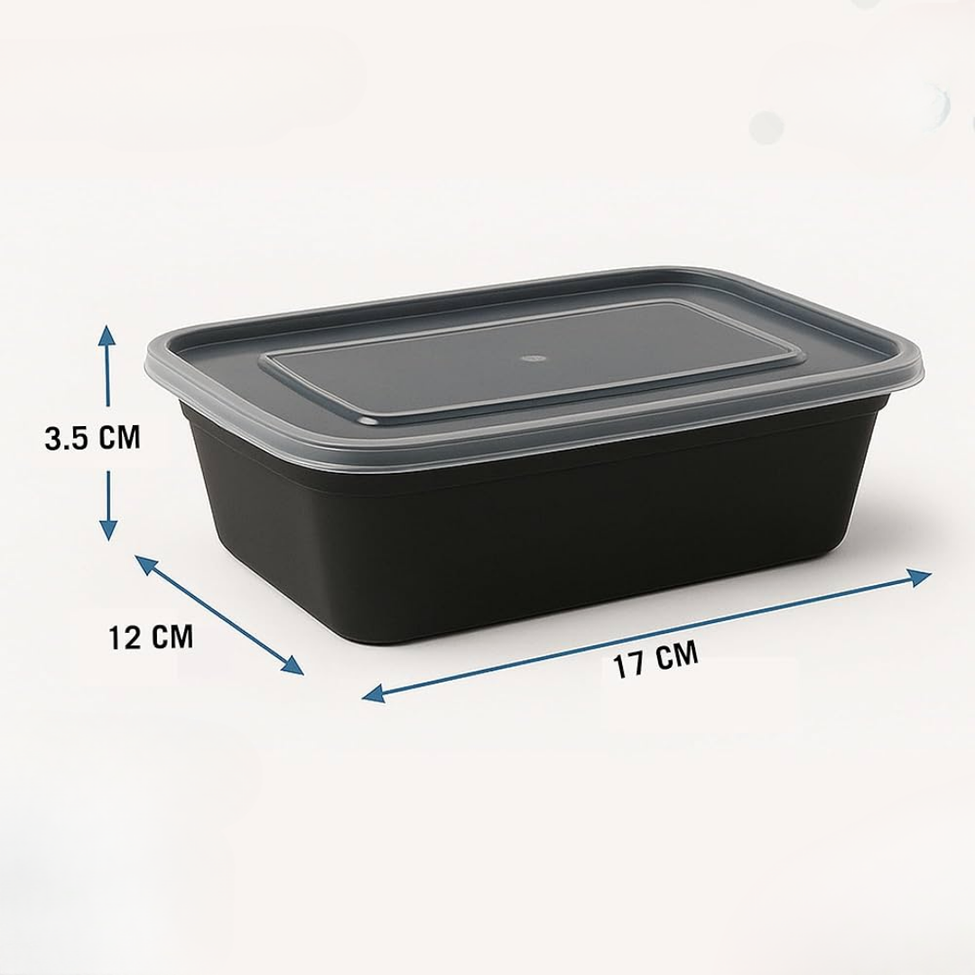 500ml  Black Rectangle Disposable Food Container