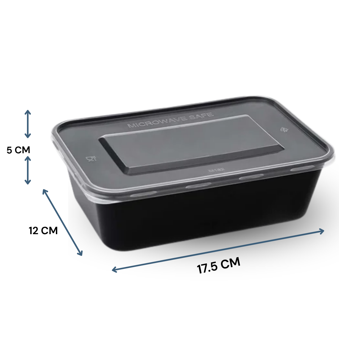 650ml Black Rectangle Container