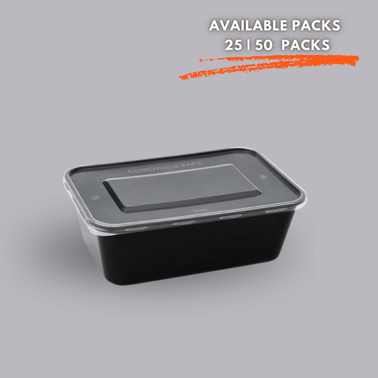 650 ML Black Rectangular Container