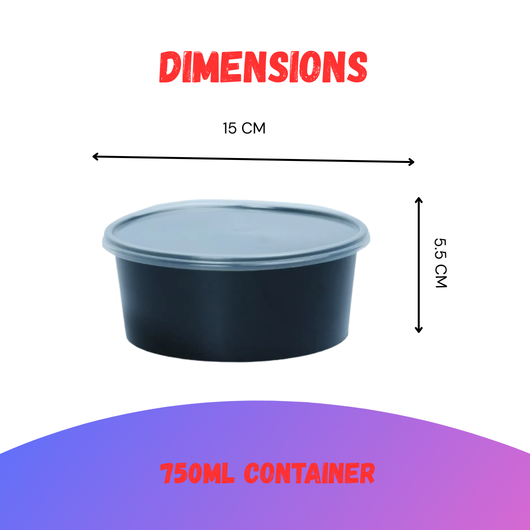 CliqBasket 750 ML Black Plastic Food Storage Containers with Lids – Reusable, 10-Pack