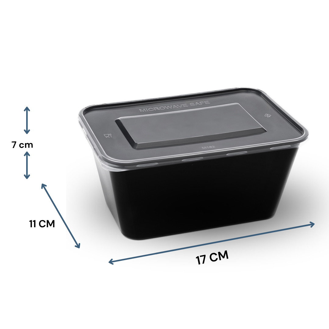 1000ml  Black Rectangle Container