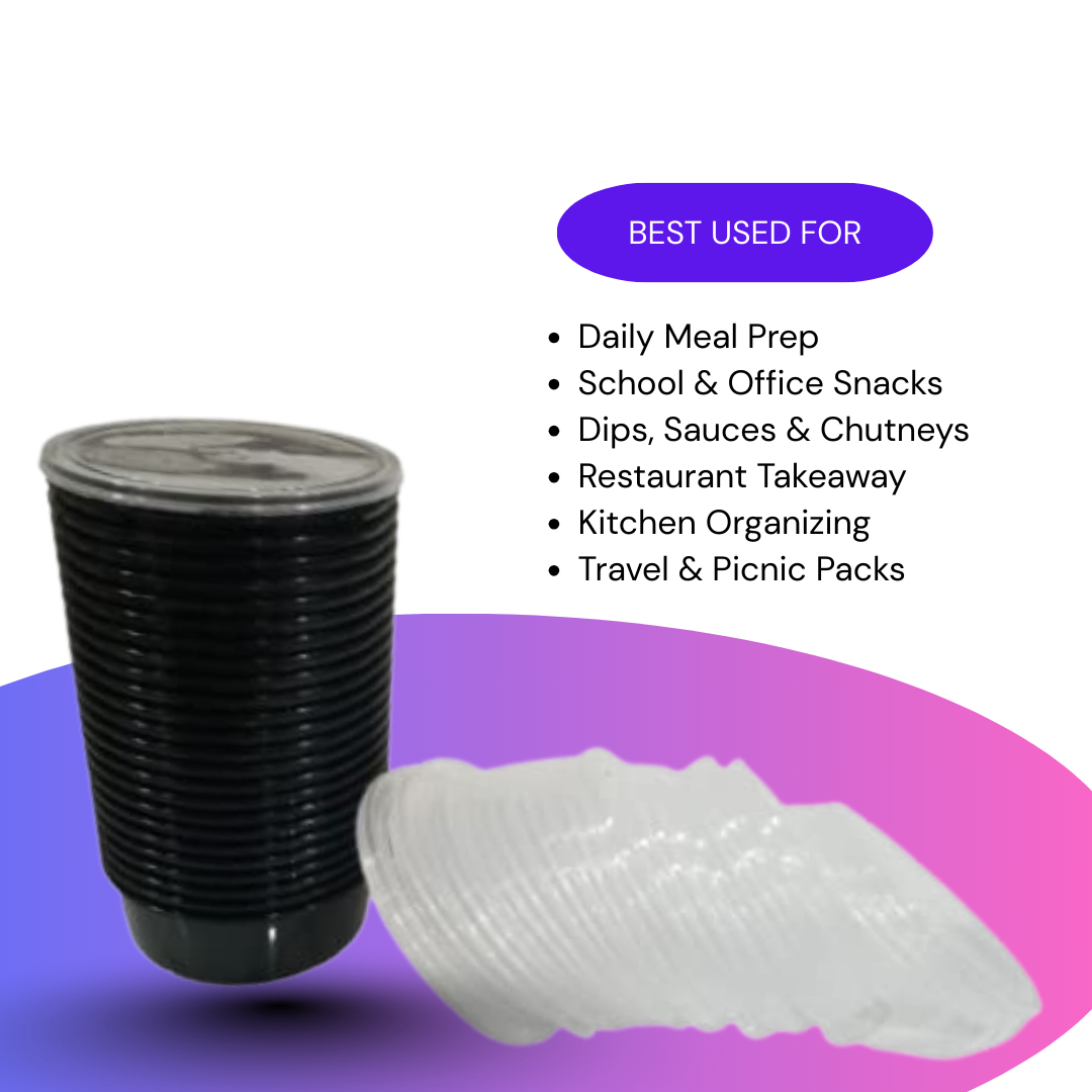CliqBasket 750 ML Black Plastic Food Storage Containers with Lids – Reusable, 10-Pack