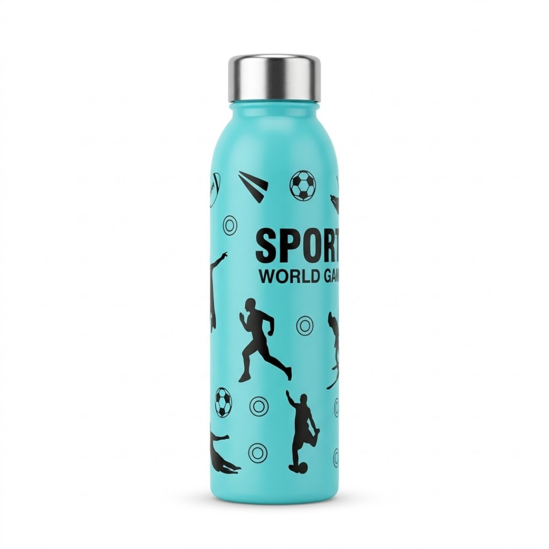 blue plastic water bottle 1000 ml with steel cap reusable durable bottle for daily hydration