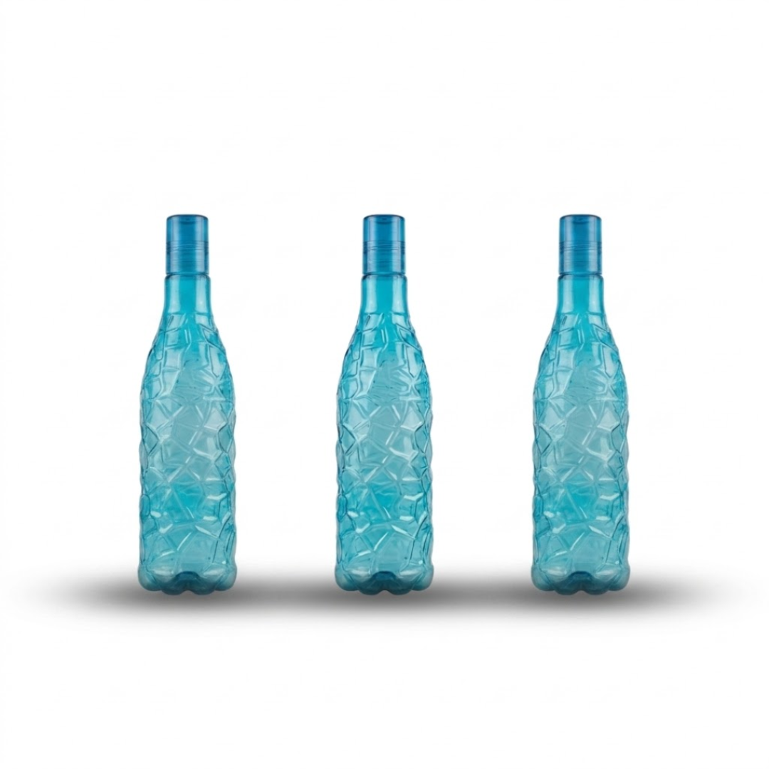 blue plastic water bottle 3 pack 1000 ml strong reusable bottles for home use in India