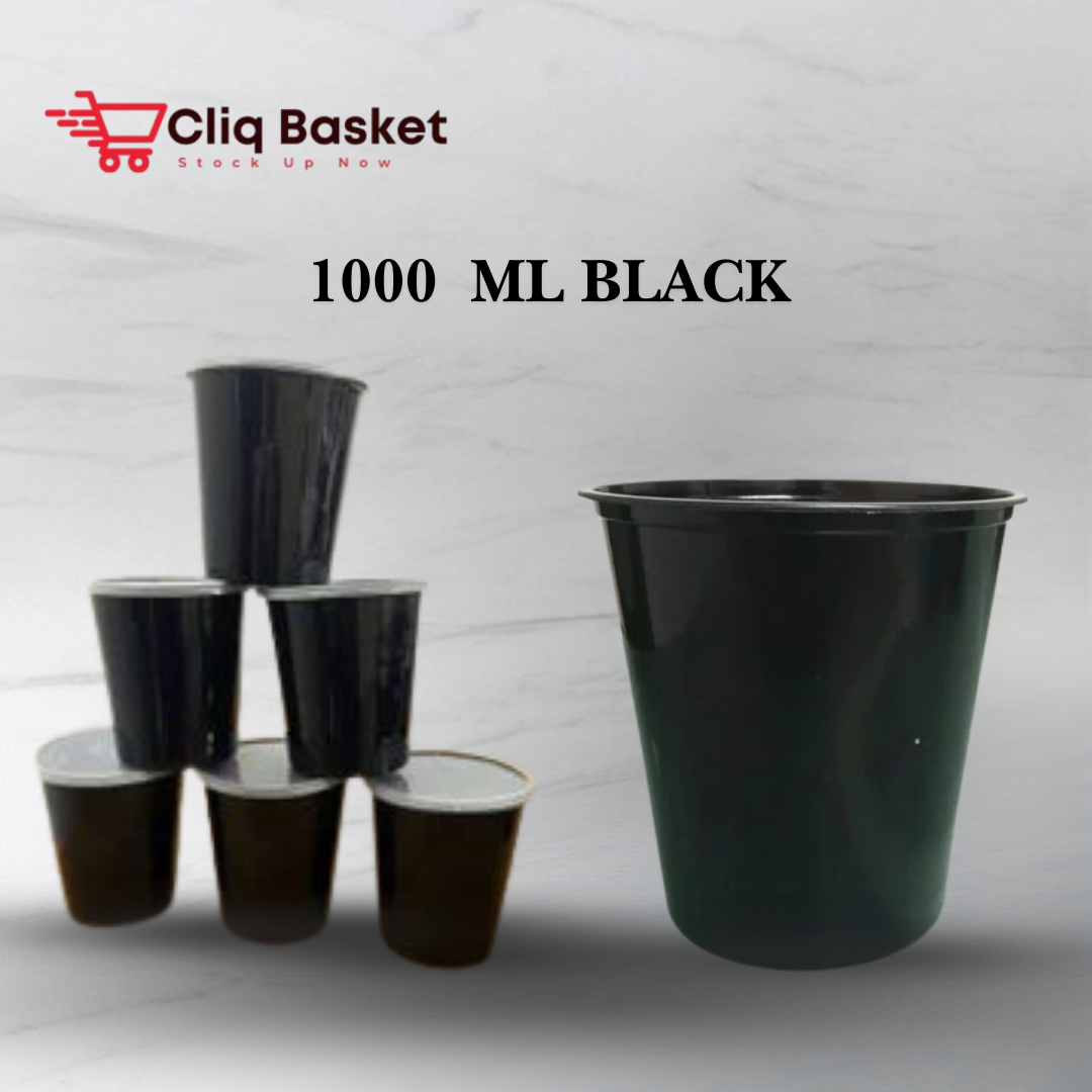 CliqBasket 1000 ML Round Plastic Food Container with Lid – Kitchen Storage Box (25 Pack)