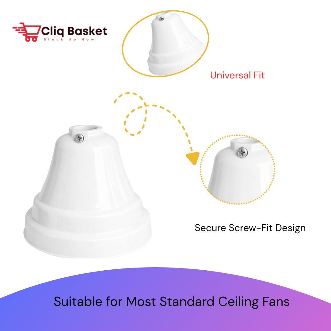 Plastic White ceiling fan canopy strong and durable suitable for ceiling fans - set of 2 Cliqbasket