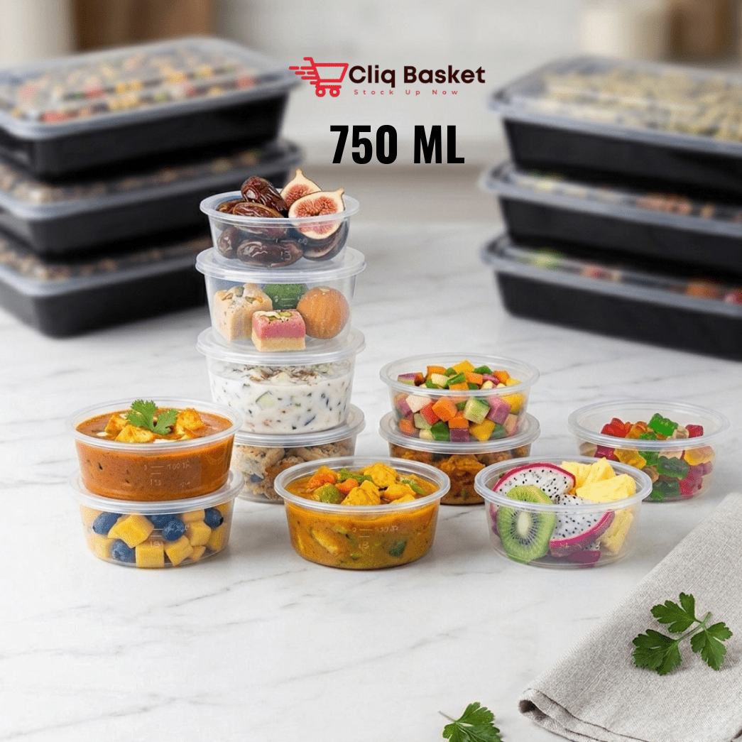 plastic food Round Transparent storage containers with lids reusable