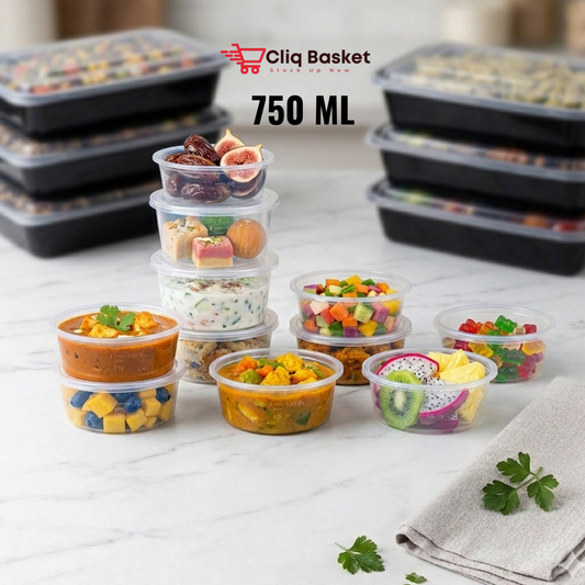 plastic food Round Transparent storage containers with lids reusable