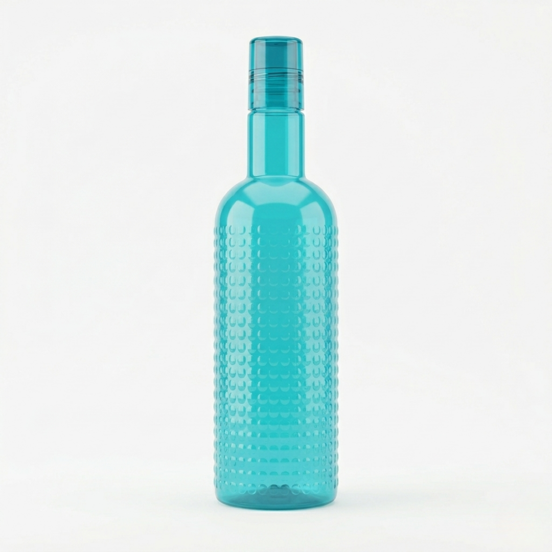 blue plastic water bottles set 3 pack 1000 ml reusable bottles with grip texture for kitchen and refrigerator storage