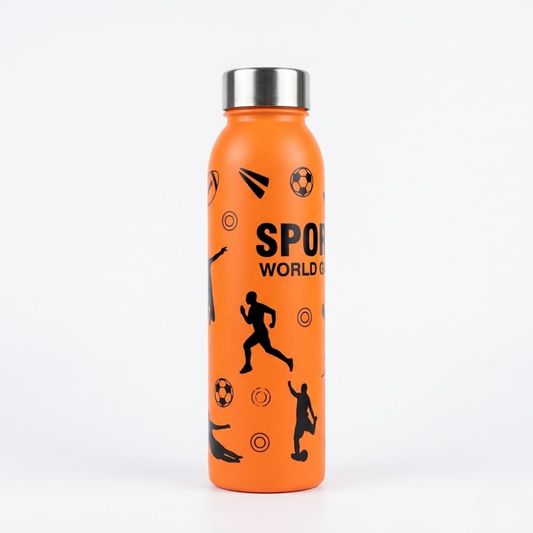 orange reusable plastic water bottle 1000 ml with sturdy steel cap for home travel and regular use