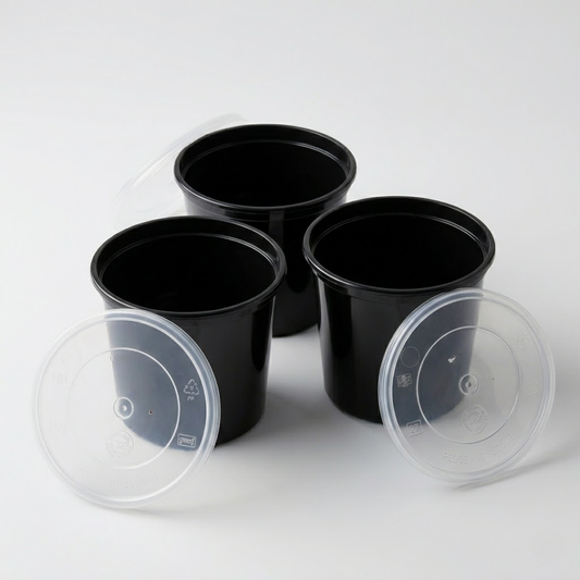 Cloud Kitchen Starter Combo – 500ml Round Containers & 3 Compartment Meal Trays (50 Pieces) – CliqBasket
