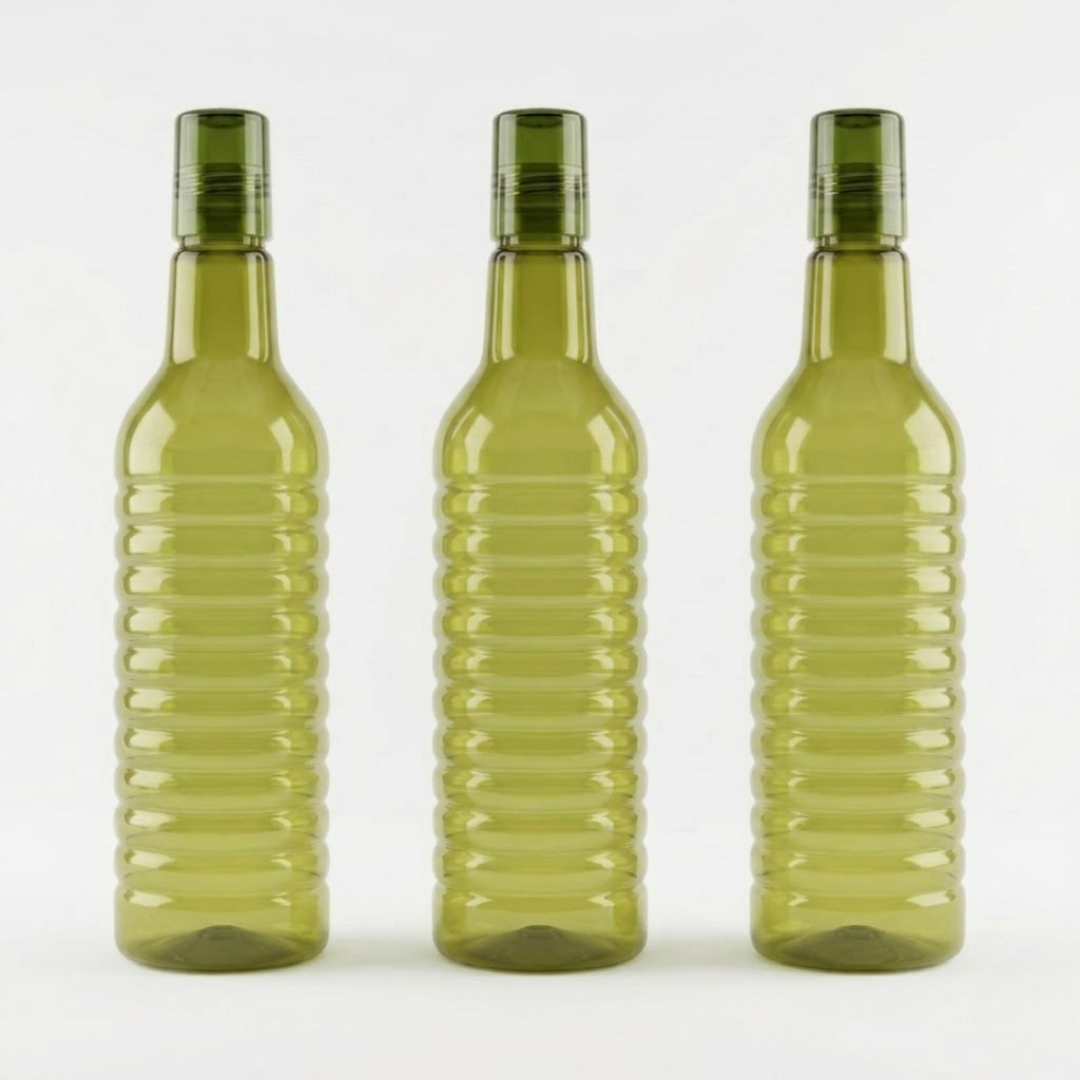 Plastic Water Bottle Set 3 Pack - Durable Bottles for Home & Kitchen Use
