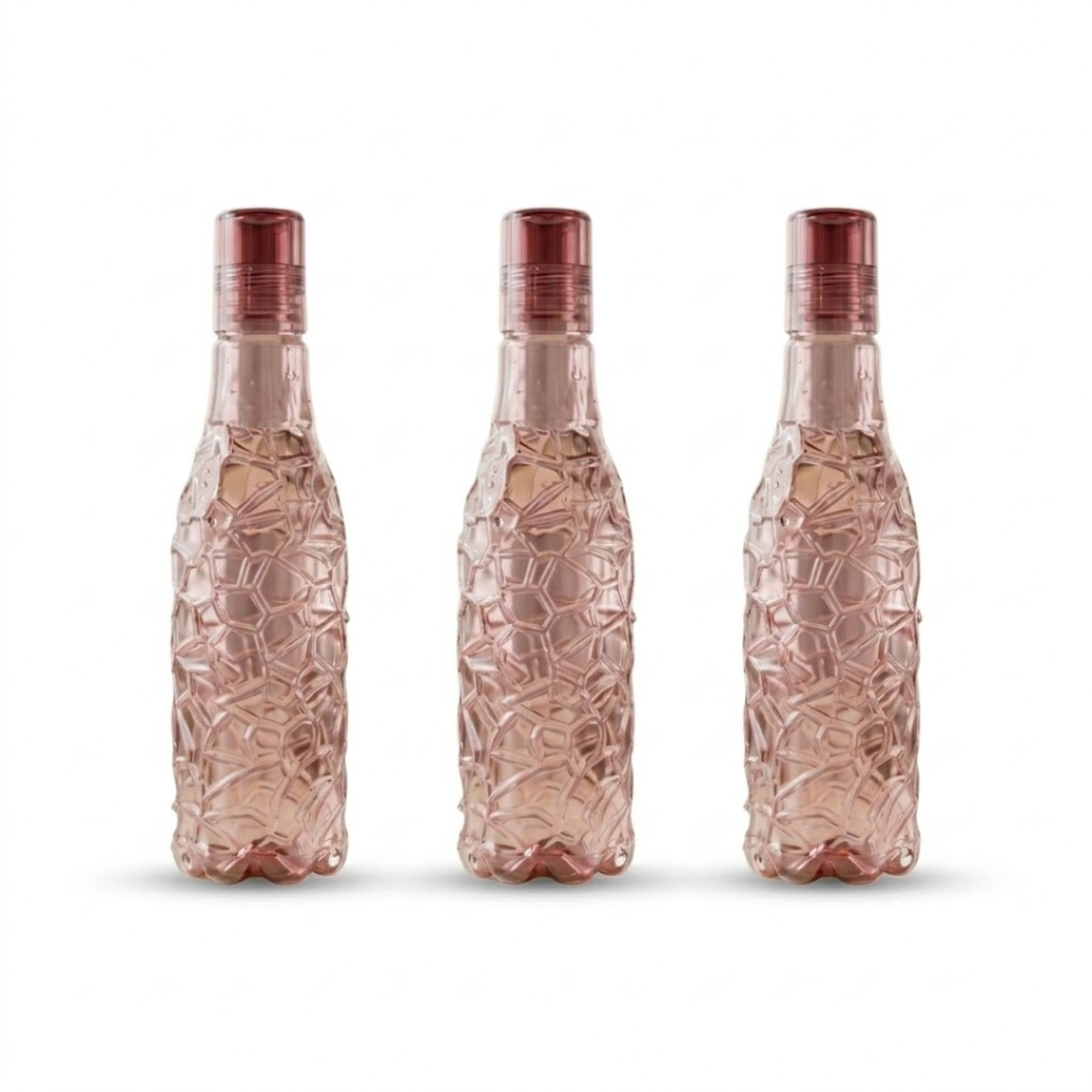 pink plastic water bottle set 3 pack 1000 ml jelly design reusable bottles with strong cap for daily home use in India