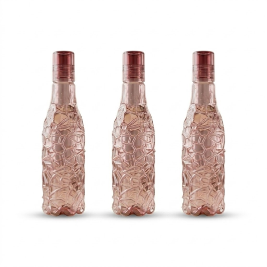 pink plastic water bottle set 3 pack 1000 ml jelly design reusable bottles with strong cap for daily home use in India