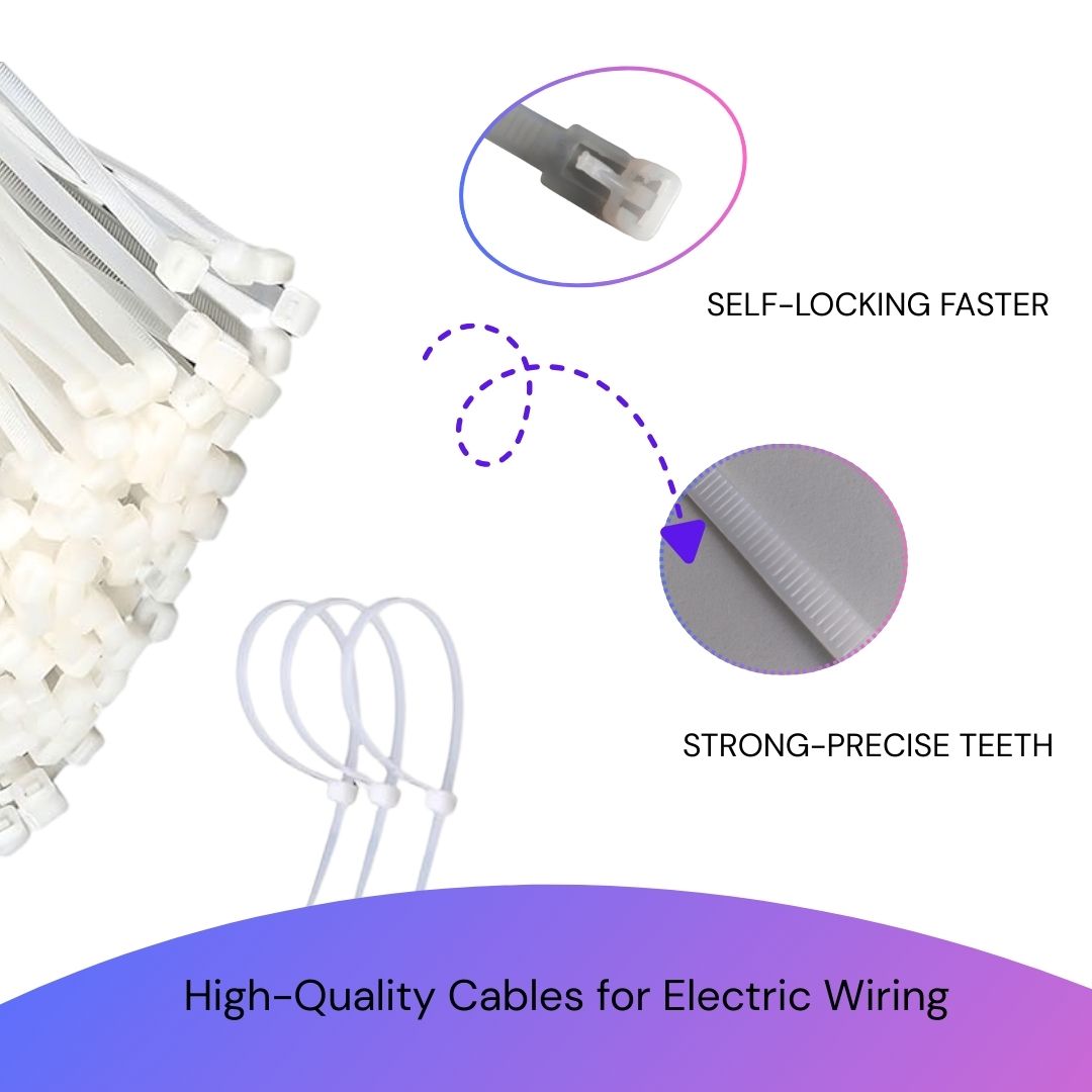 Nylon Cable Ties 200mm – Heavy-Duty Self-Locking Zip (Pack of 200)