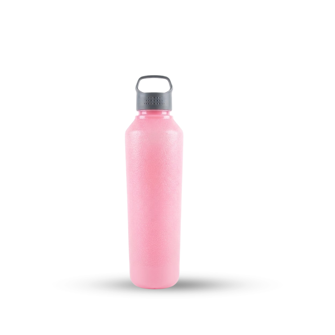 light pink water bottle 1 litre plastic reusable bottle for kitchen storage and everyday hydration in India