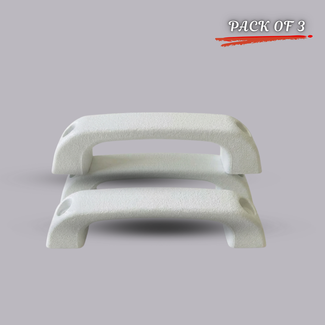 White Plastic Car Door Handle Set of 3