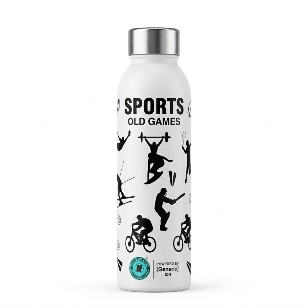 white plastic Sports water bottle 1000 ml with steel cap reusable durable bottle for daily hydration